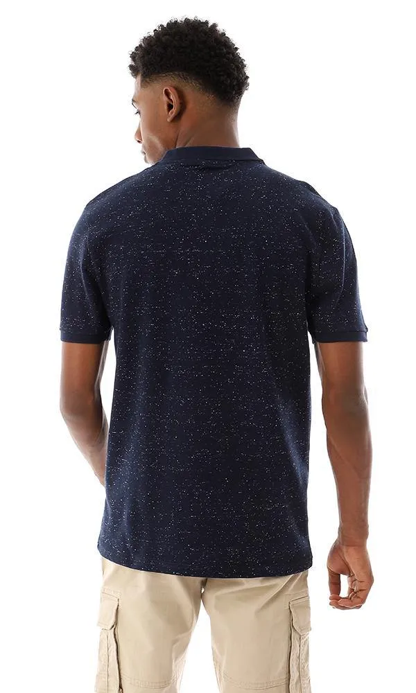 94662 Heather Classic Colo Buttoned Polo Shirt - Navy Blue