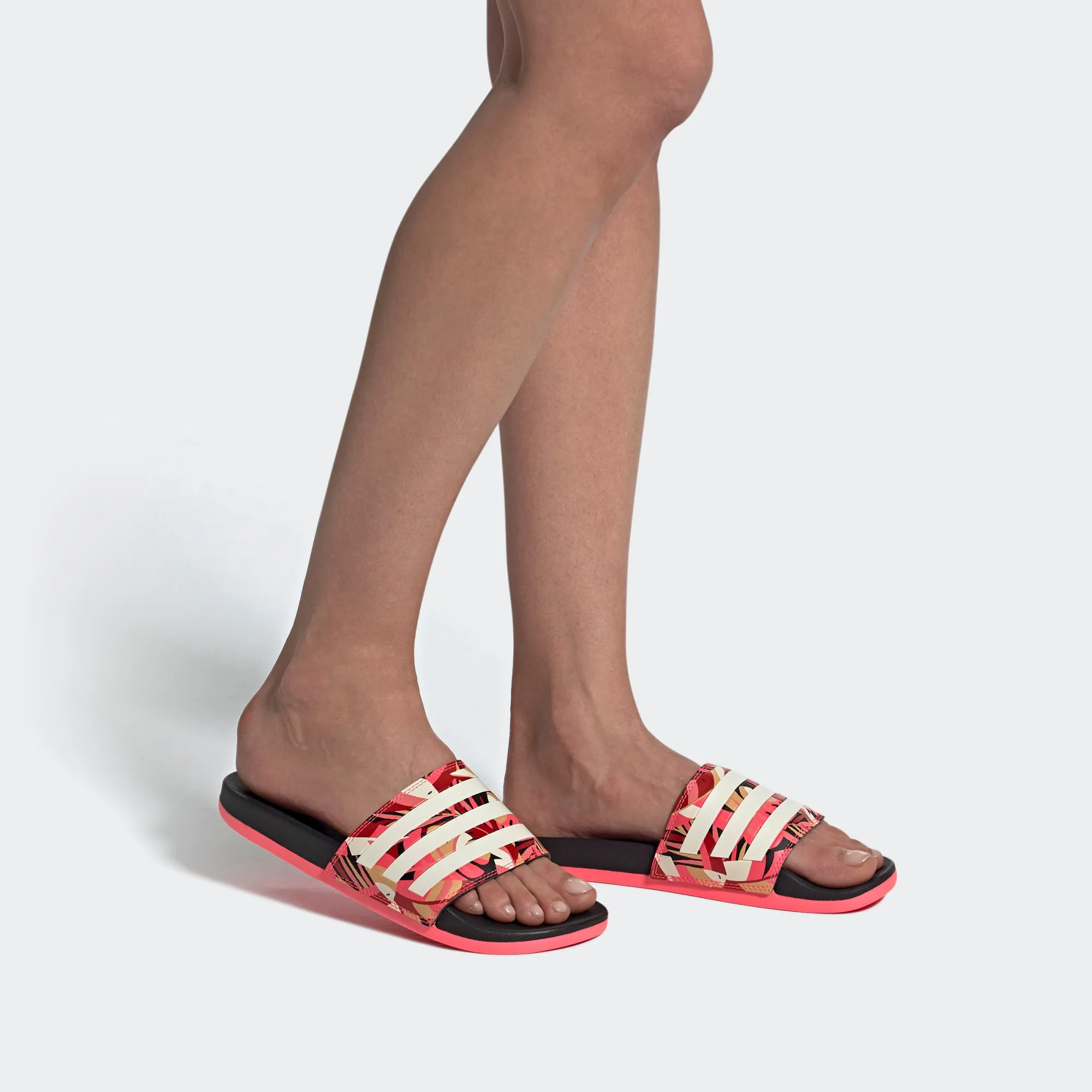 Adidas Adilette Cloudfoam Slides "Farm Rio" (Linen/Signal Pink/Black)(FW7256)