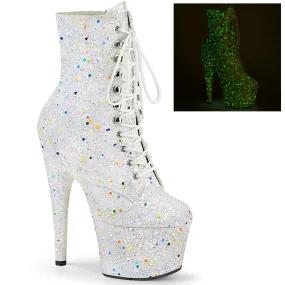 Adore-1020GDLG White Multi Glitter, 7" Heels