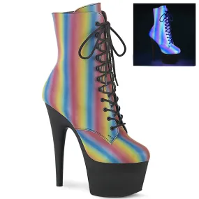 Adore-1020REFL-02 Rainbow Reflective/Black Matte, 7" Heels