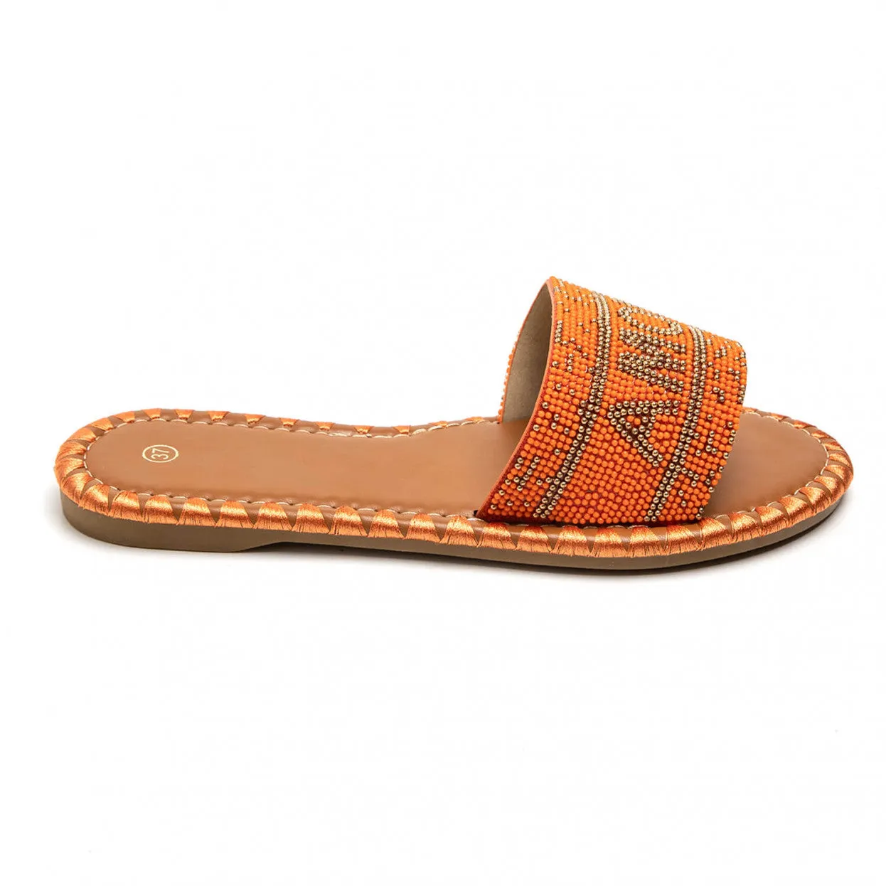 AMORE ORANGE BEAD SLIDERS