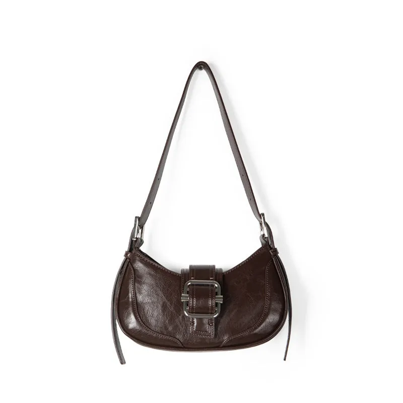 Amozae-Back To School Gifts Buckled Strap Pu Leather Shoulder Bag