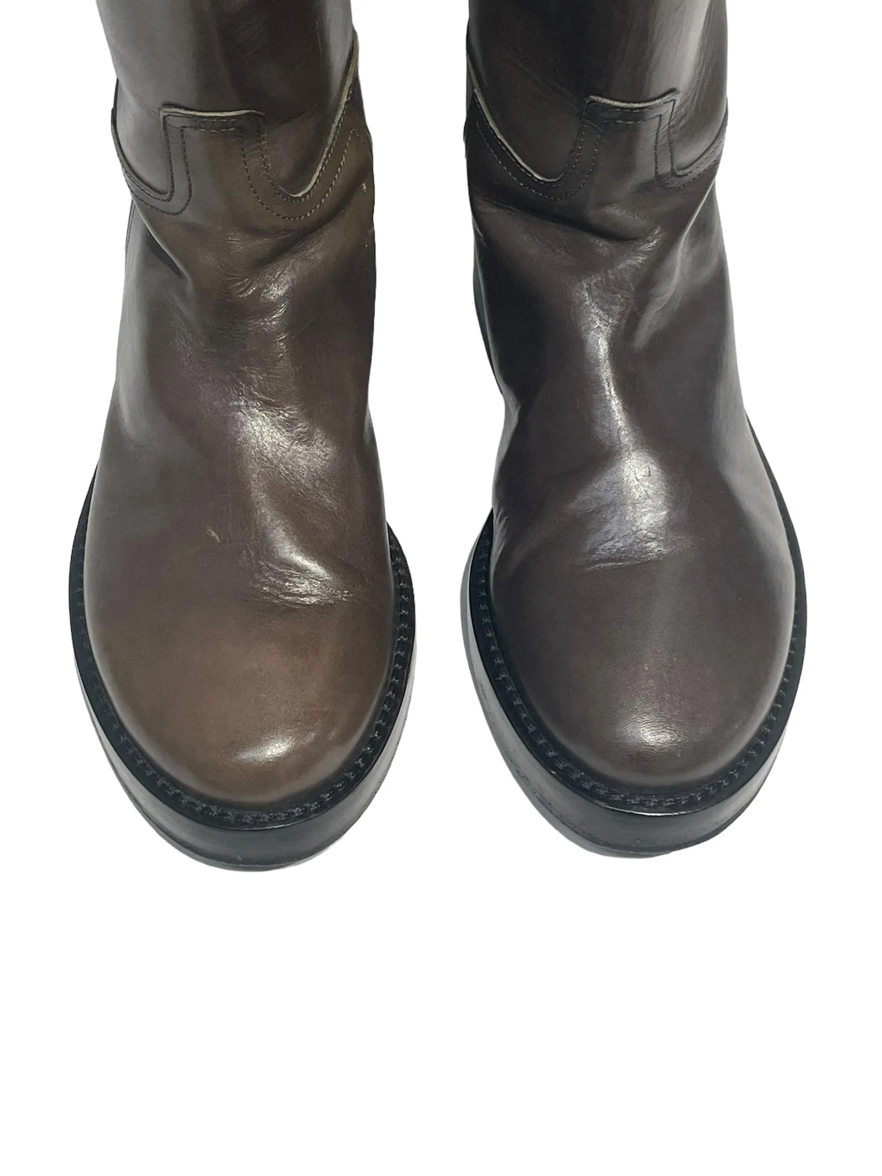 ANN DEMEULEMEESTER/Boots/US 7/Leather/BRW/RIDER BOOTS