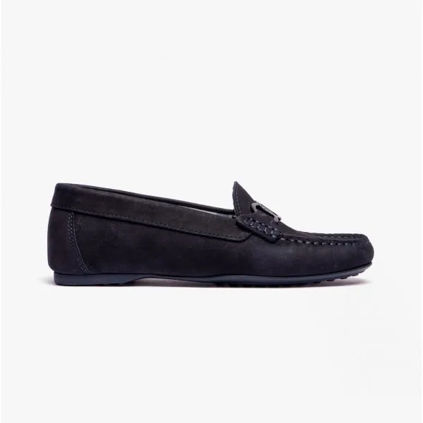 ASTRID Ladies Buckle Loafers Navy