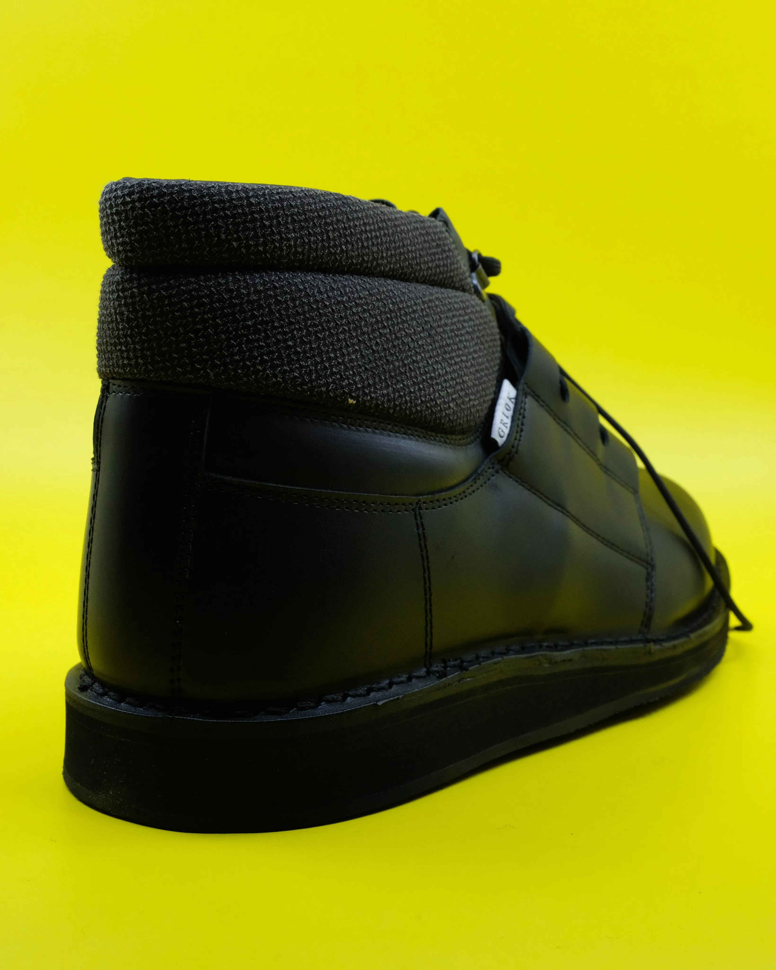 Black Calf Leather Mid Asphalt Derby