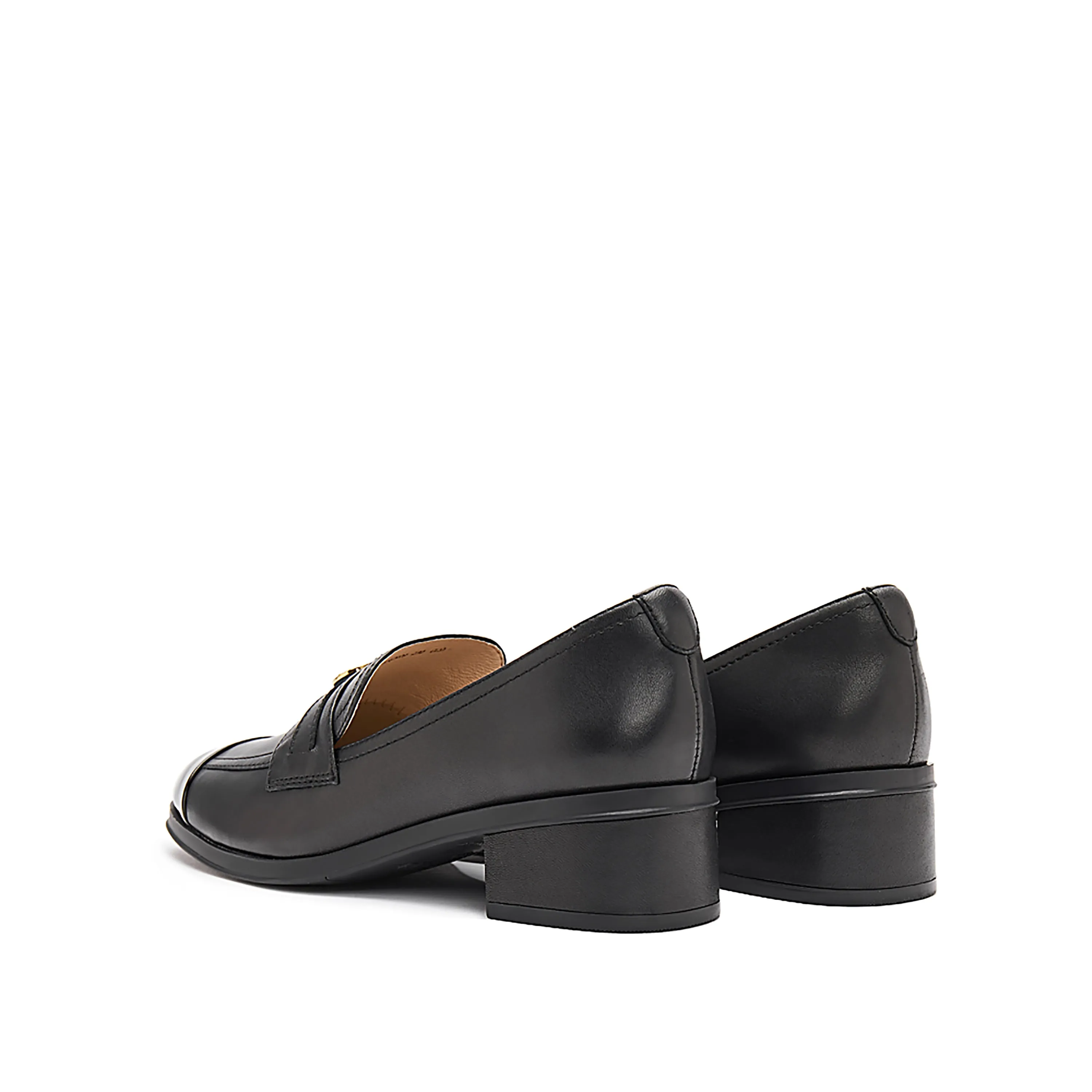 Black Golden Pin Minimal Loafers