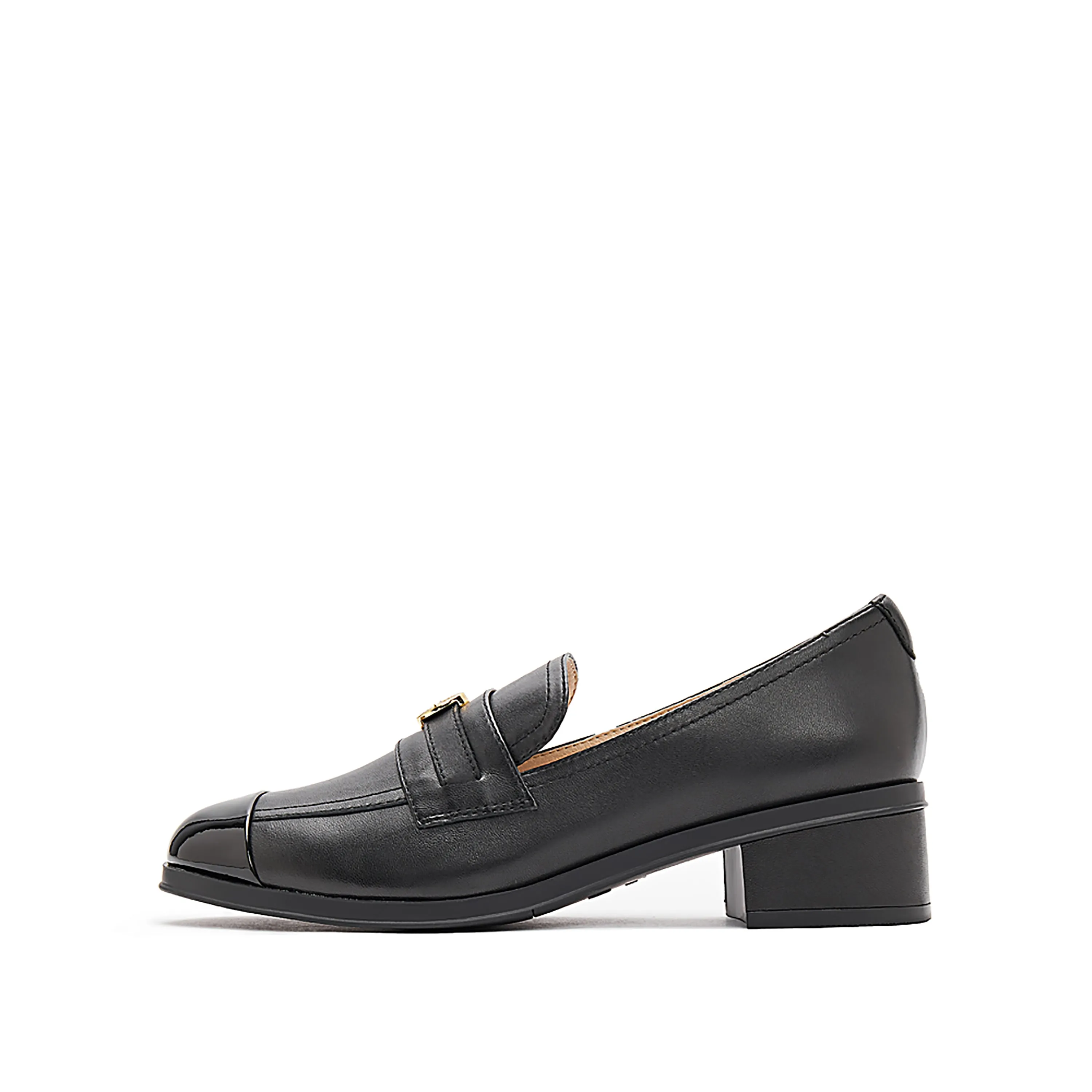 Black Golden Pin Minimal Loafers