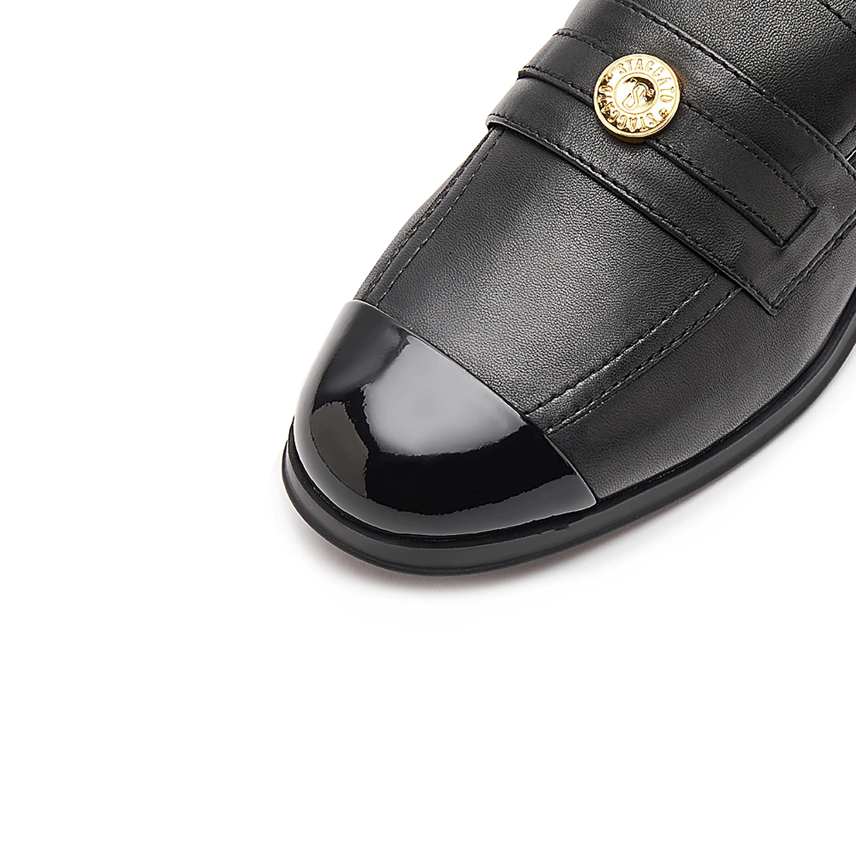 Black Golden Pin Minimal Loafers