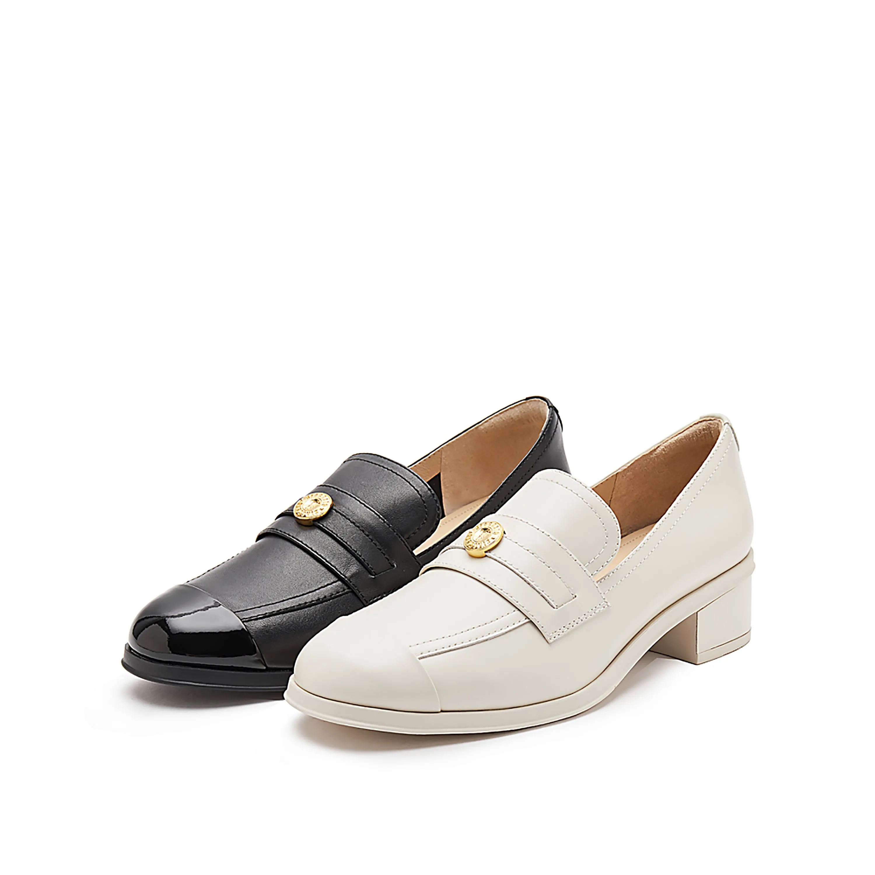 Black Golden Pin Minimal Loafers