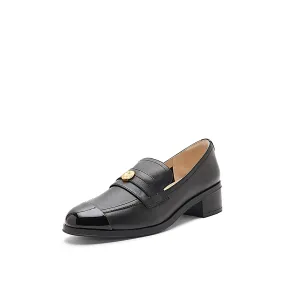 Black Golden Pin Minimal Loafers