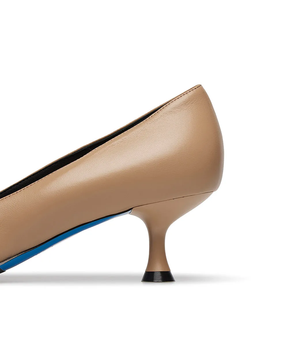 black rhinestone clay-tone nappa leather pumps