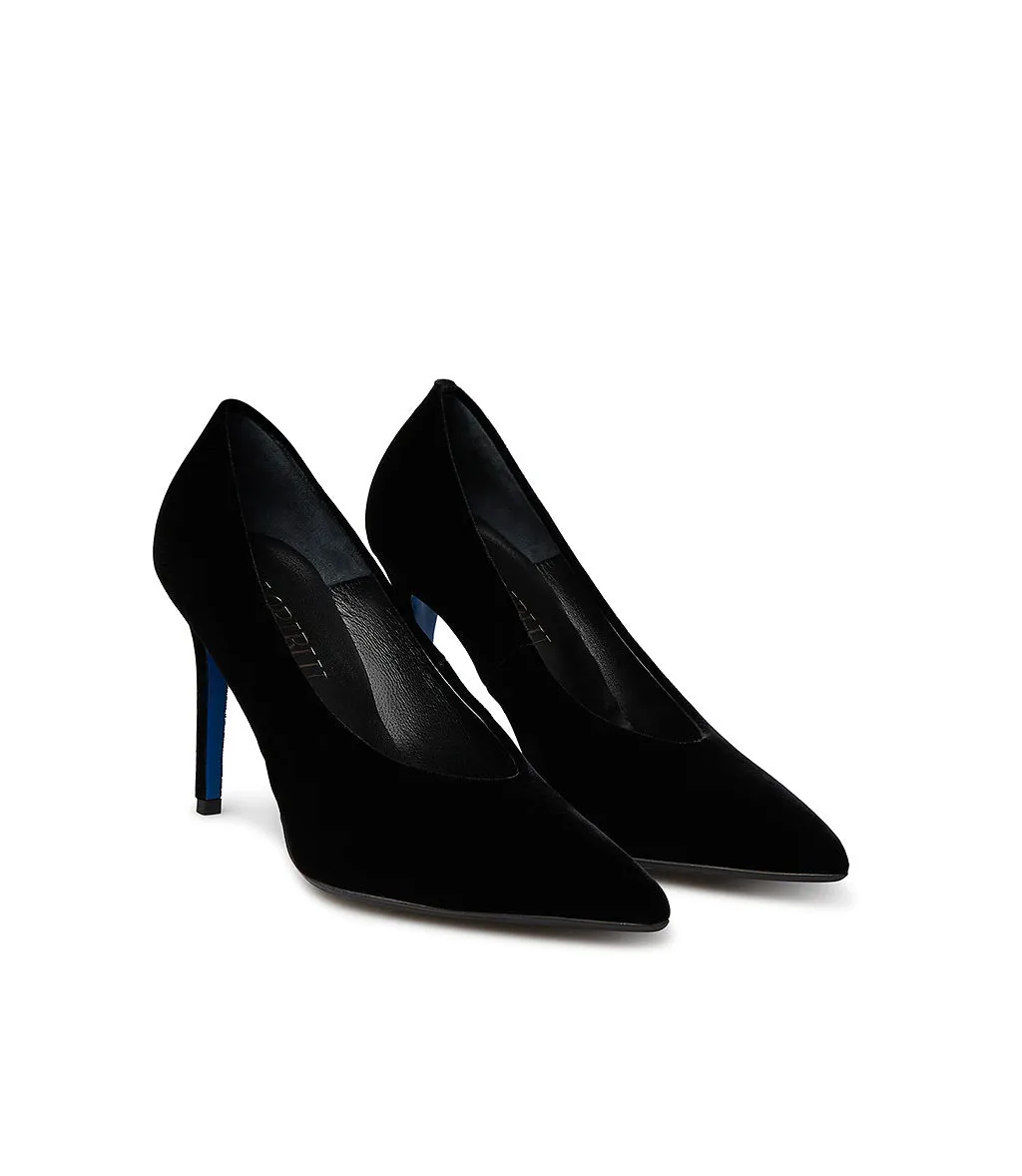Black velvet pumps