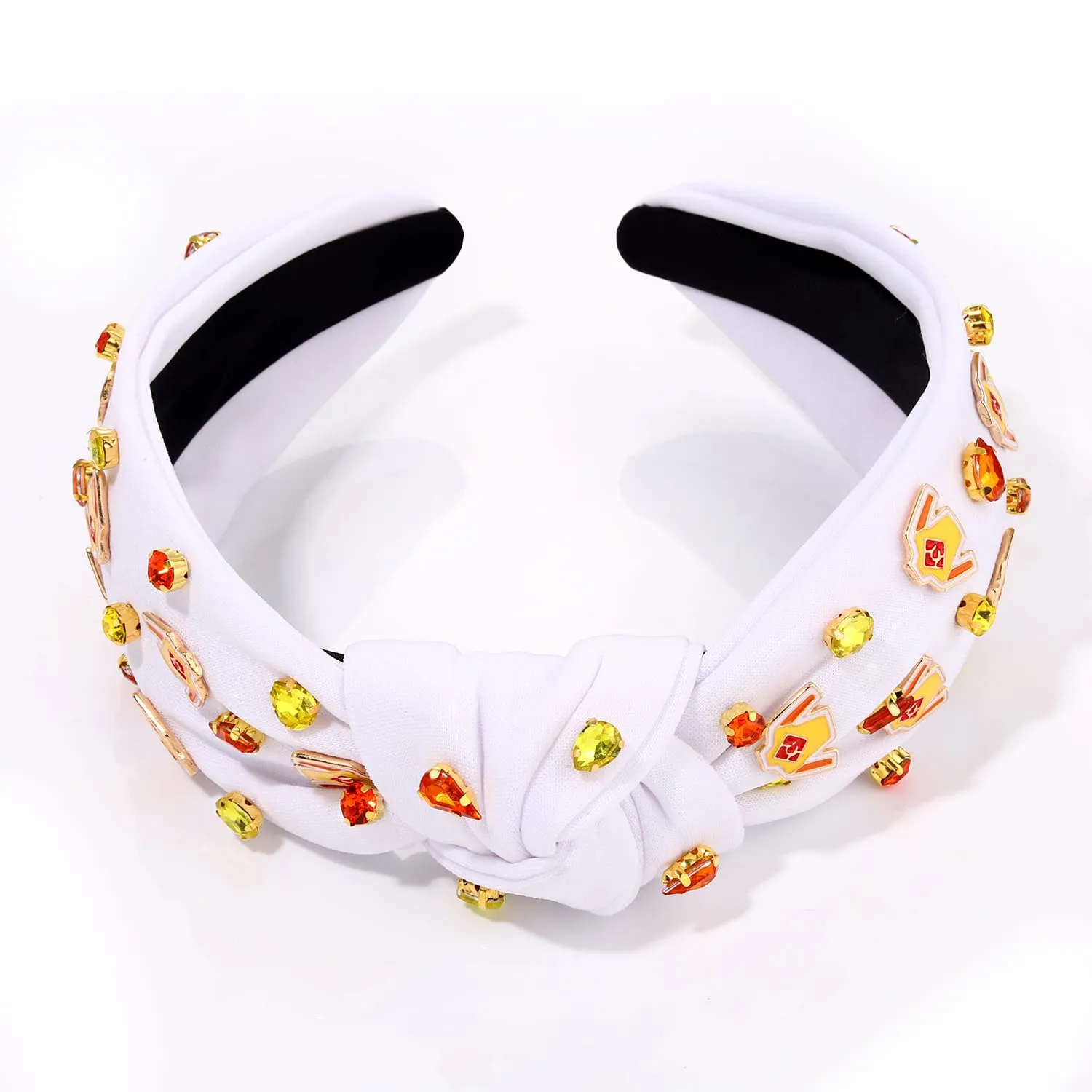 boderier Kentucky Derby Headband for Women Derby Riding Suit Headband Jeweled Crystal Knotted Headband Race Day Headband Horse Racing Fan Headwear Accessories Yellow