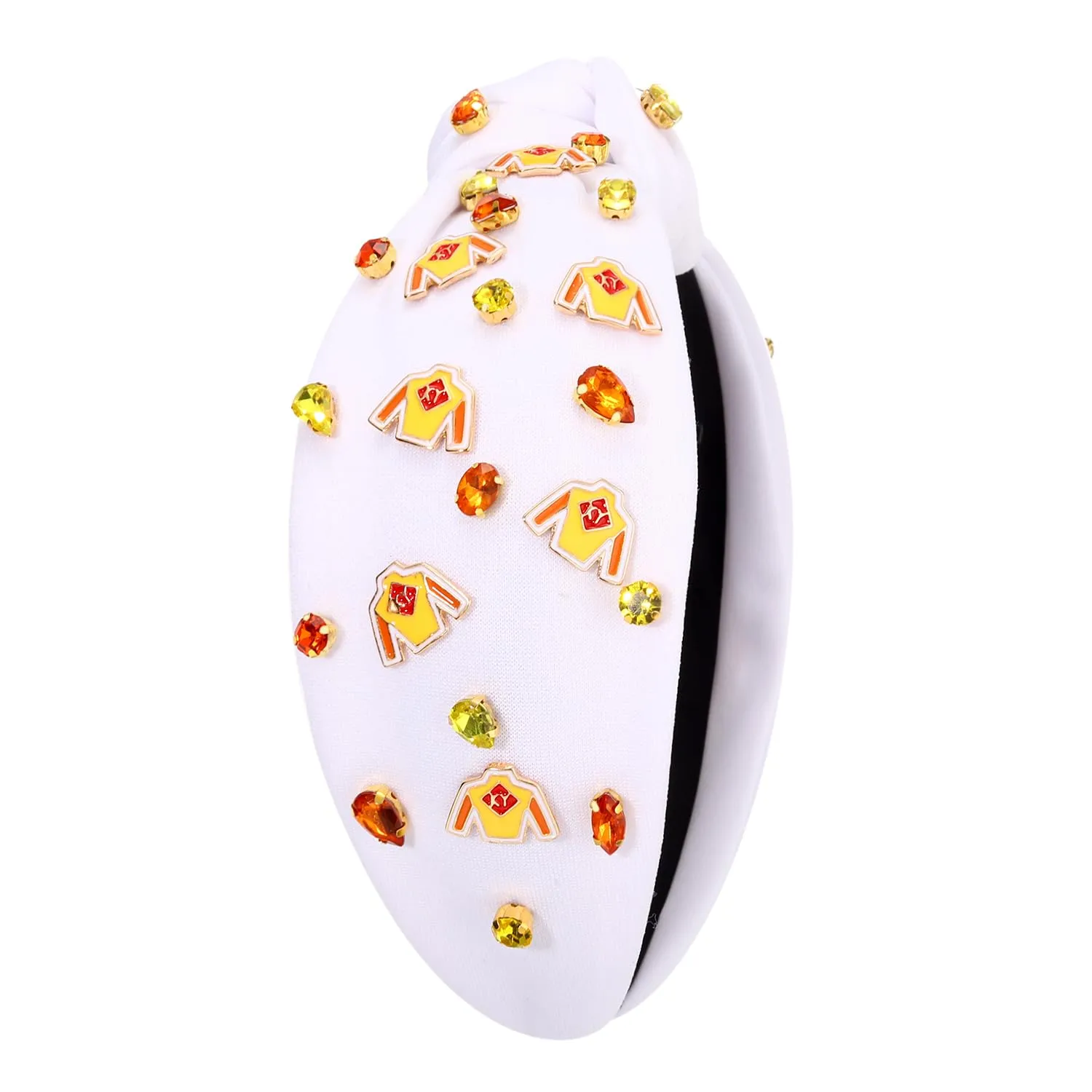 boderier Kentucky Derby Headband for Women Derby Riding Suit Headband Jeweled Crystal Knotted Headband Race Day Headband Horse Racing Fan Headwear Accessories Yellow