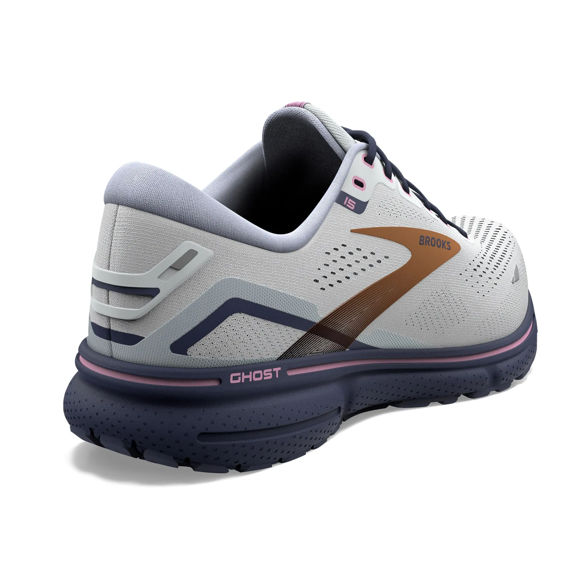 Brooks Women's 120380 492 Ghost 15 Blue Neo Pink Copper WIDE Cushion Neutral Running Shoes