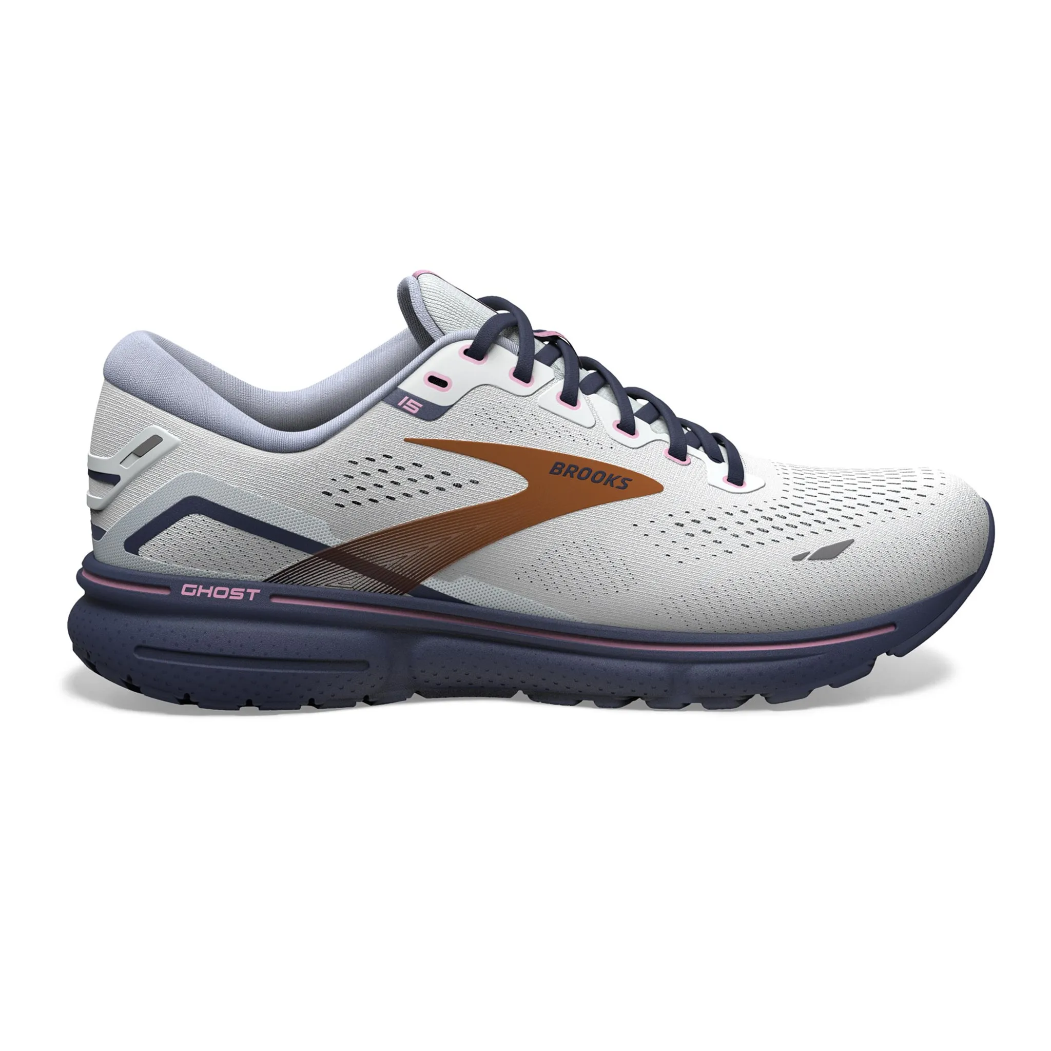 Brooks Women's 120380 492 Ghost 15 Blue Neo Pink Copper WIDE Cushion Neutral Running Shoes