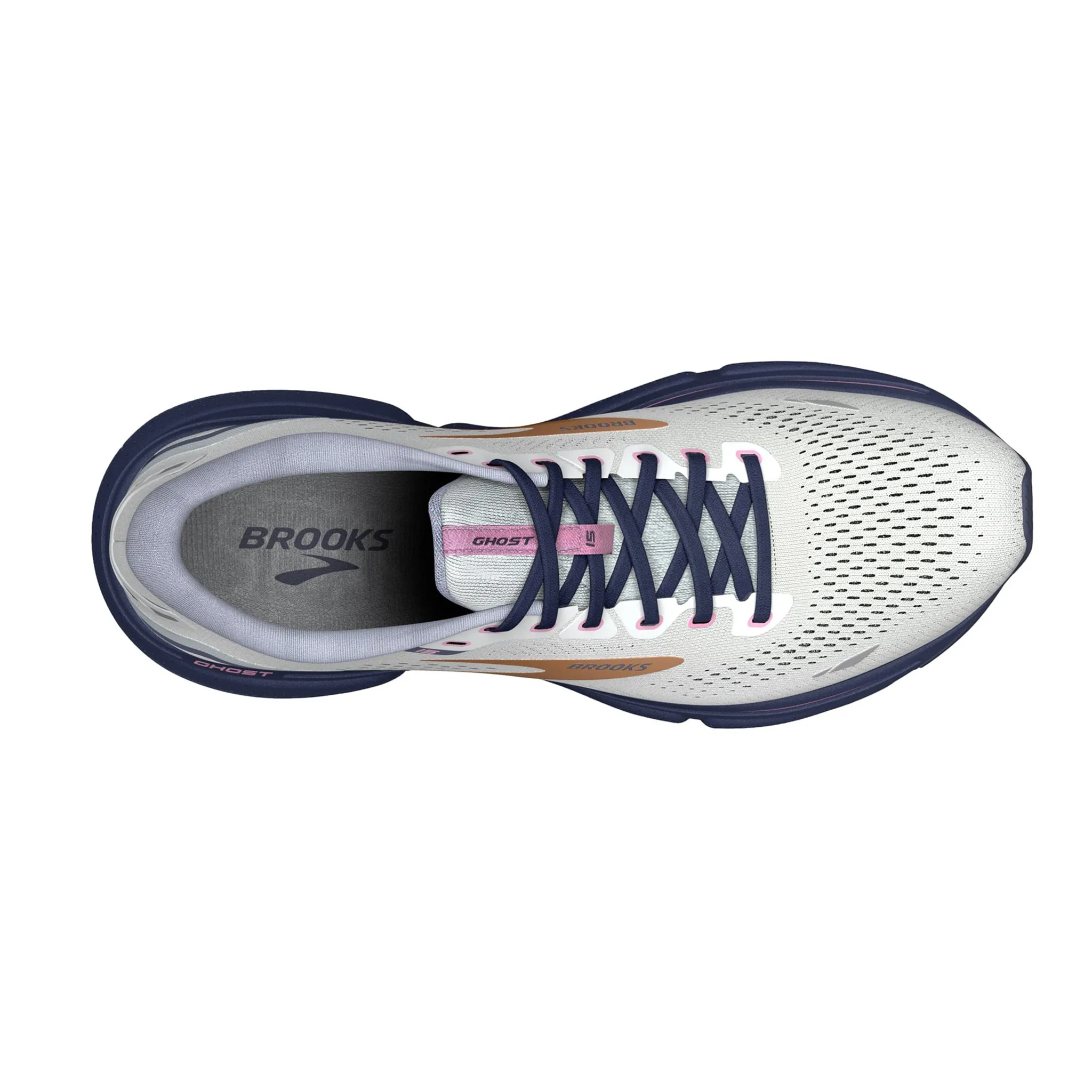 Brooks Women's 120380 492 Ghost 15 Blue Neo Pink Copper WIDE Cushion Neutral Running Shoes