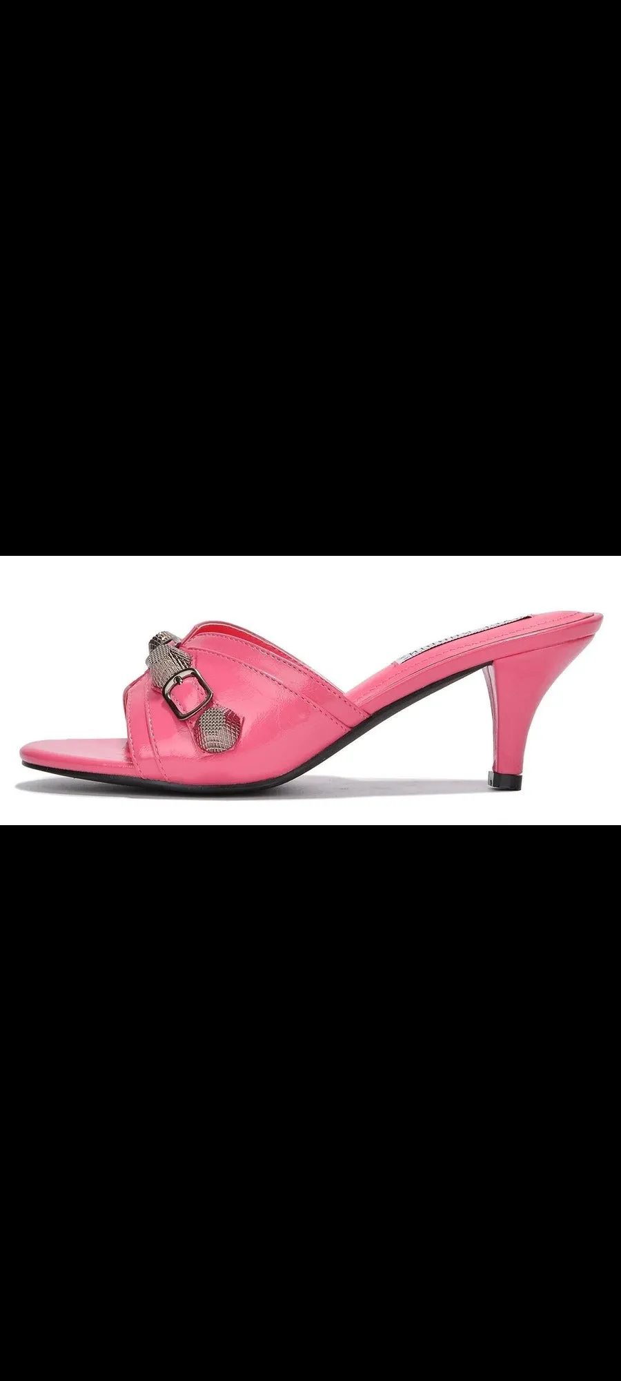 Cape Robbin Cameli Pink Stud Detail Kitten Heel Slip On Open Rounded Toe Pumps