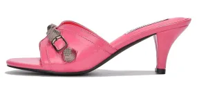 Cape Robbin Cameli Pink Stud Detail Kitten Heel Slip On Open Rounded Toe Pumps