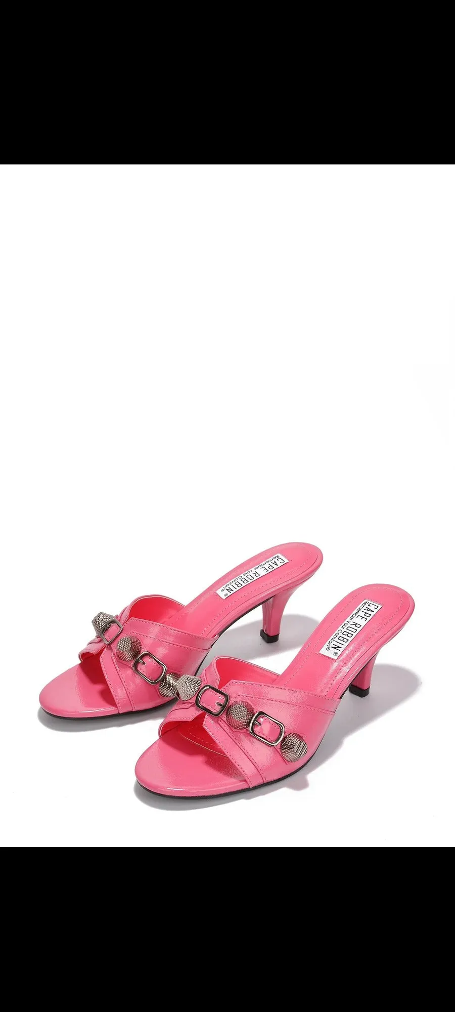 Cape Robbin Cameli Pink Stud Detail Kitten Heel Slip On Open Rounded Toe Pumps