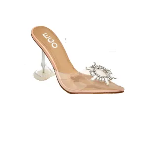 Cape Robbin Midnight Diamond Perspex Heel Mule Nude Patent Clear Lucite Pump