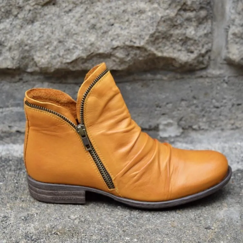 Chicvane Autumn Winter Vintage Punk Boots Zipper Ankle Boots