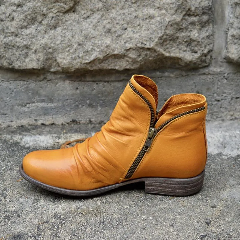 Chicvane Autumn Winter Vintage Punk Boots Zipper Ankle Boots