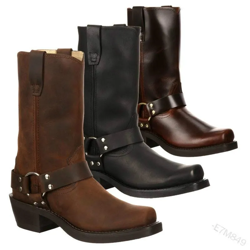 Chicvane Womens Martin Boots Chunky Heel Knee High Boots