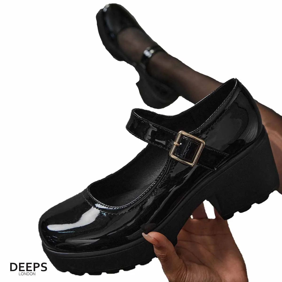 CHRISELLE BLACK CHUNKY MARY JANE SCHOOL UNIFORM SHOES