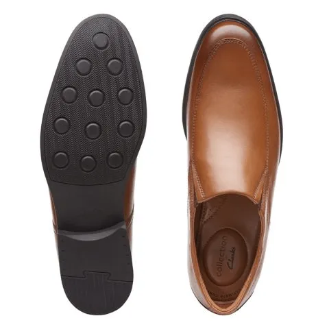 Clarks Men's Whiddon Step Loafers- Dark Tan Leather