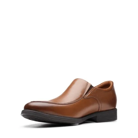 Clarks Men's Whiddon Step Loafers- Dark Tan Leather