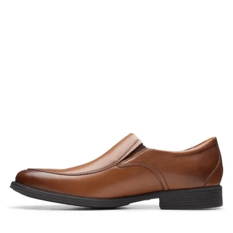 Clarks Men's Whiddon Step Loafers- Dark Tan Leather