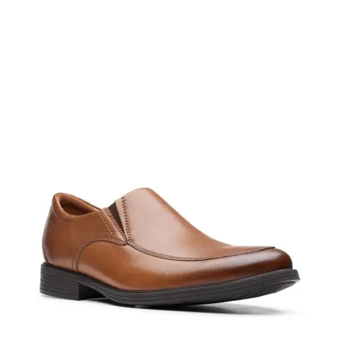 Clarks Men's Whiddon Step Loafers- Dark Tan Leather