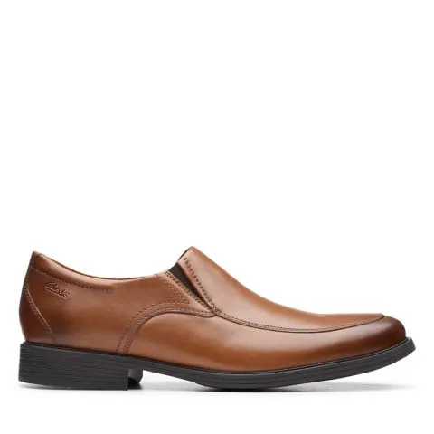 Clarks Men's Whiddon Step Loafers- Dark Tan Leather