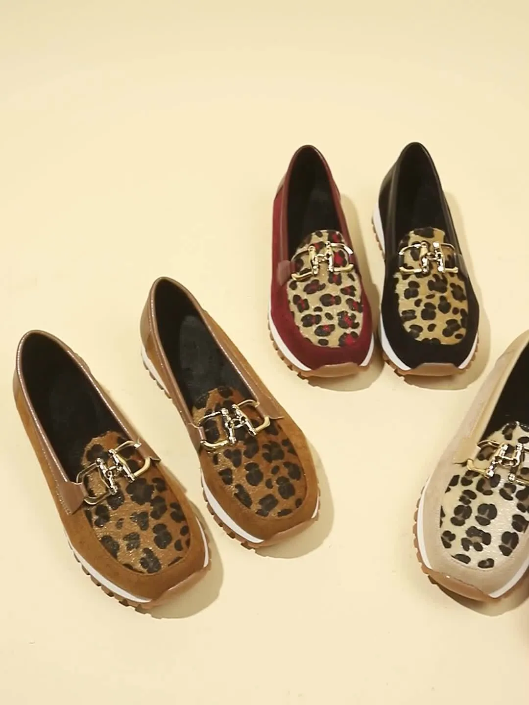 Dames slip-on loafers-leopard patroon, slipproof en handig