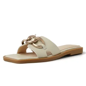 Dariana Open Toe Mules Slippers with Chain