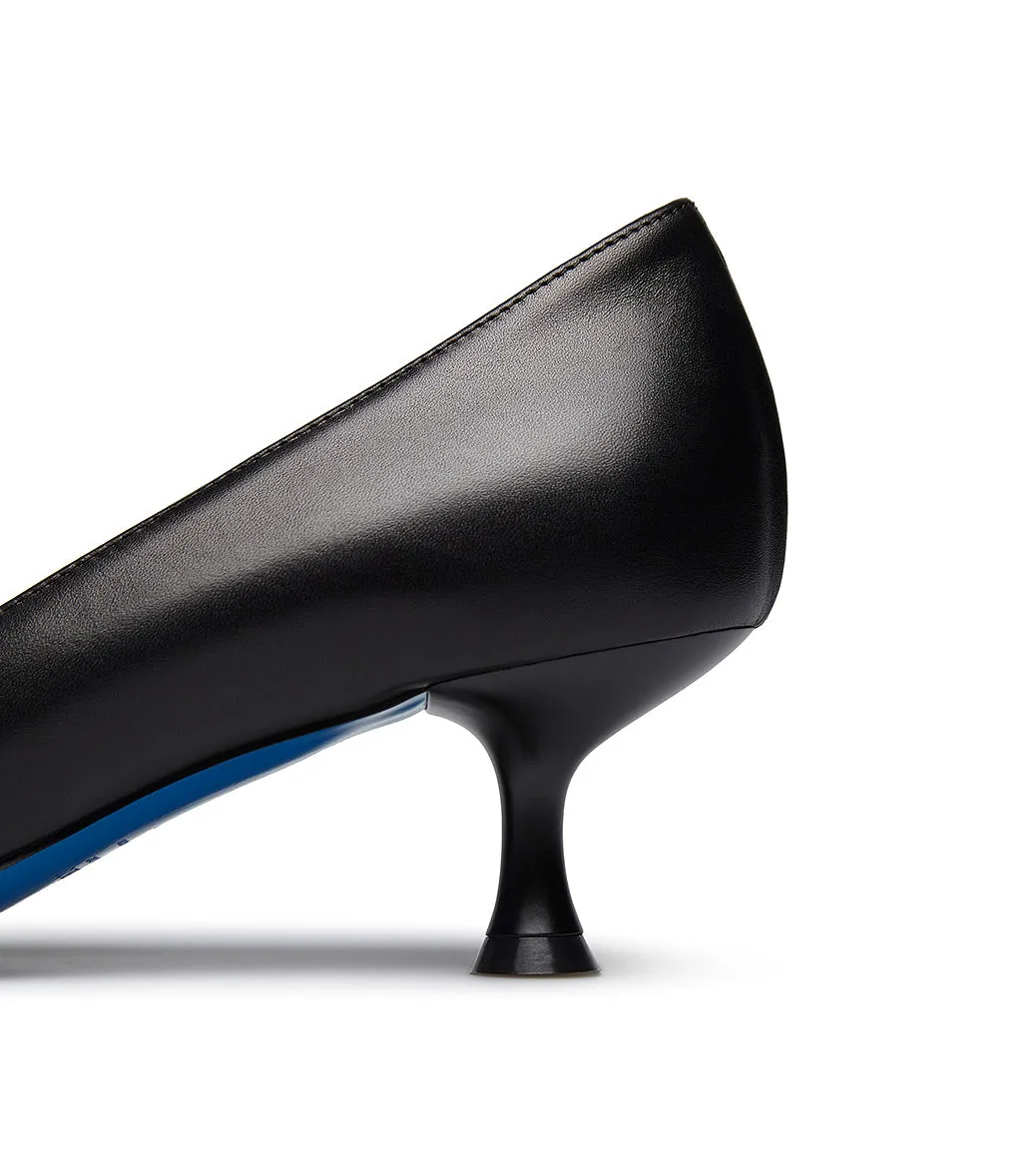 Decorative straps black nappa leather pumps