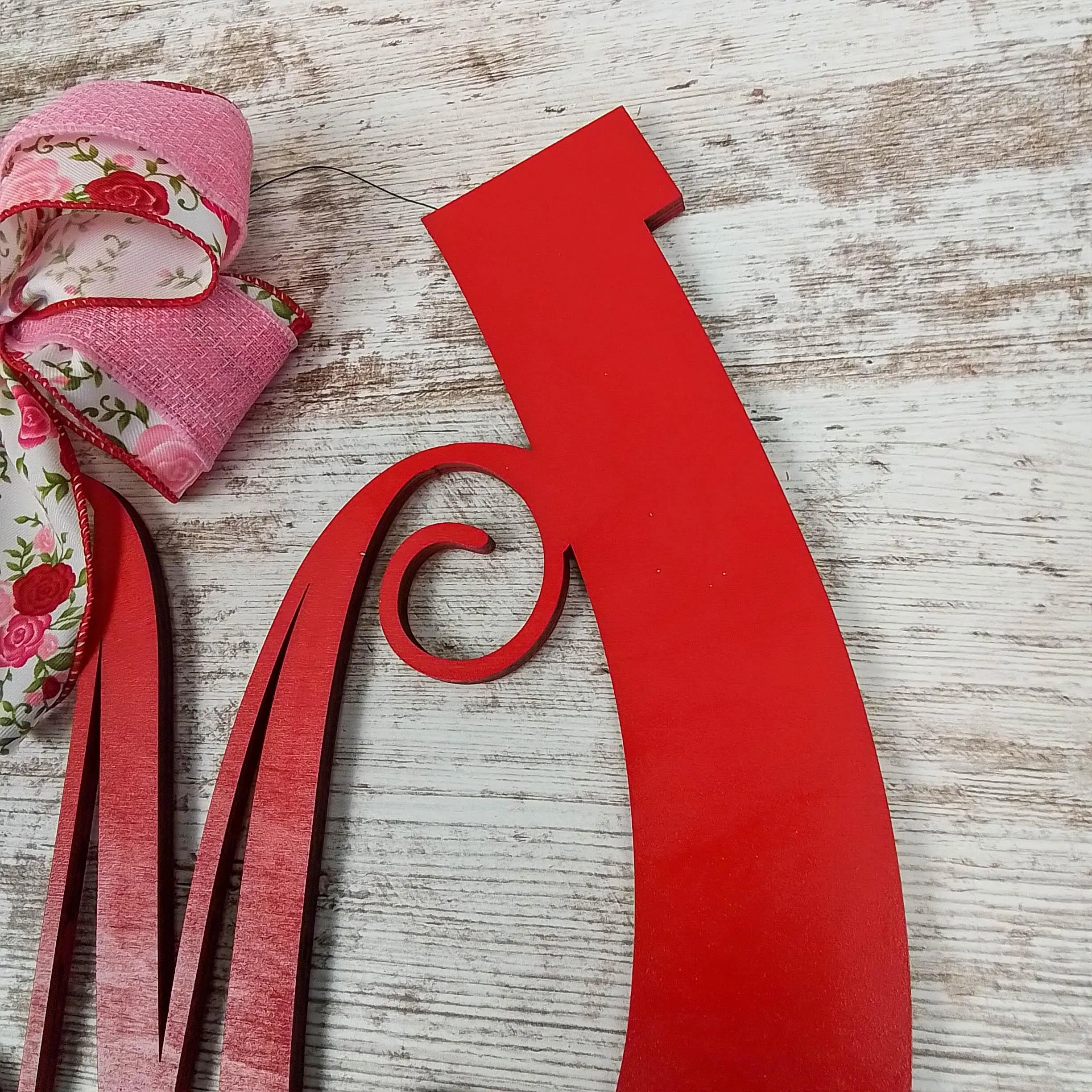 Derby Party Decor | Wooden Horseshoe Monogram Door Hanger | Red Pink White Roses