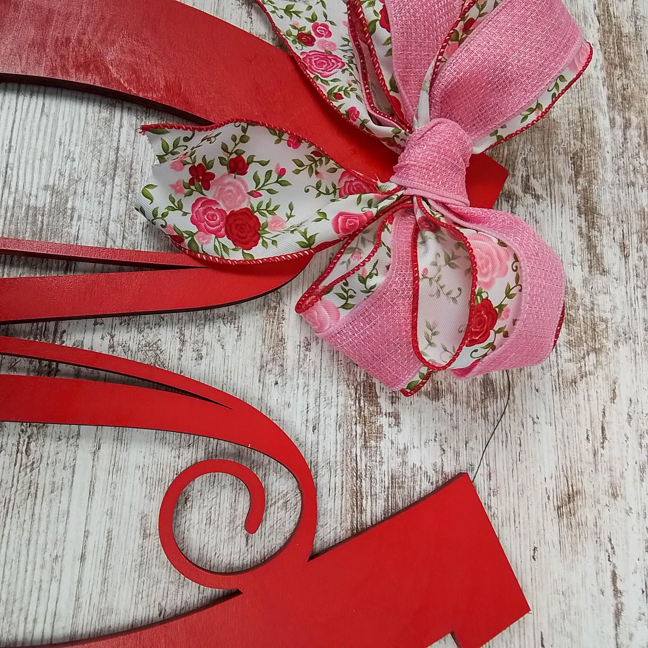 Derby Party Decor | Wooden Horseshoe Monogram Door Hanger | Red Pink White Roses