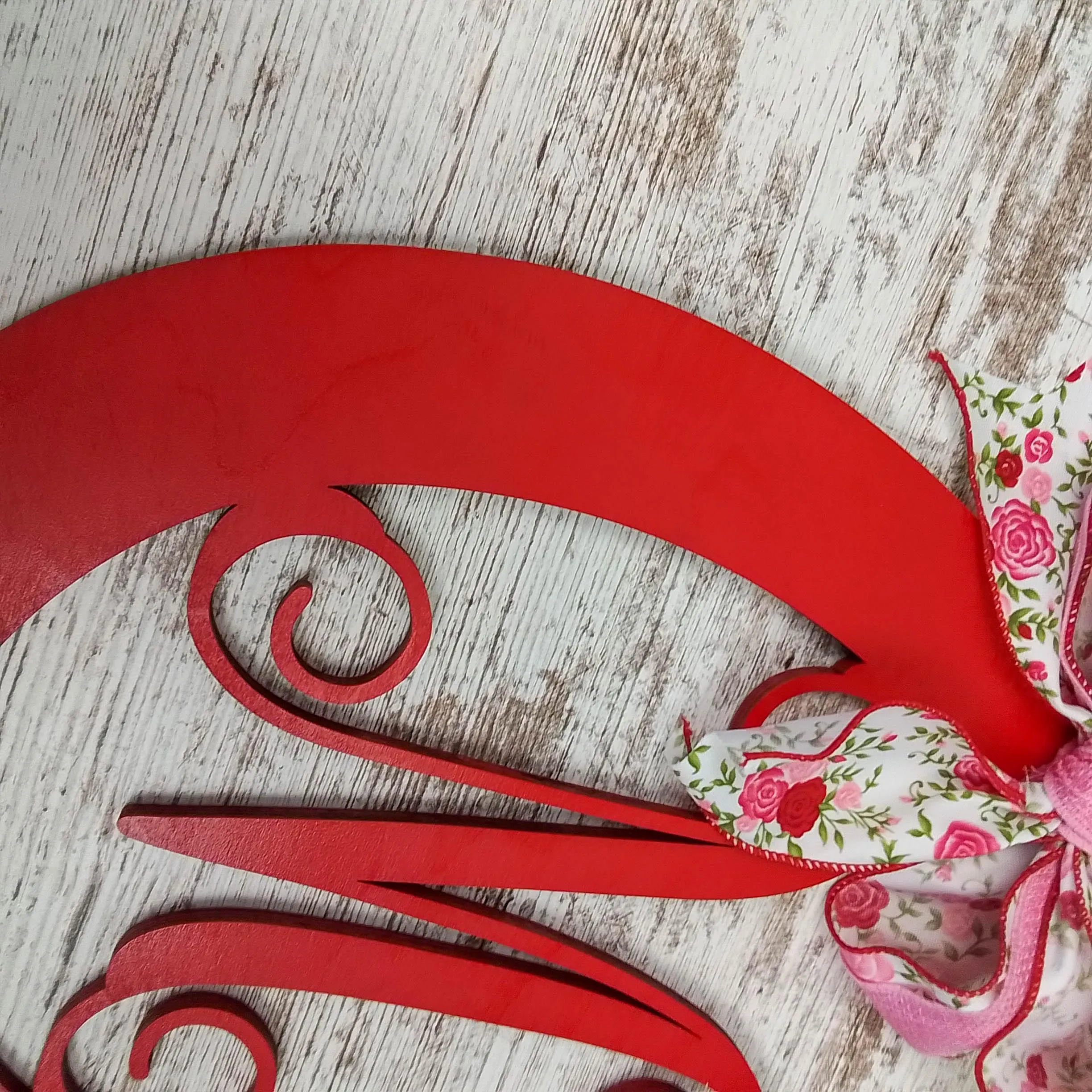 Derby Party Decor | Wooden Horseshoe Monogram Door Hanger | Red Pink White Roses