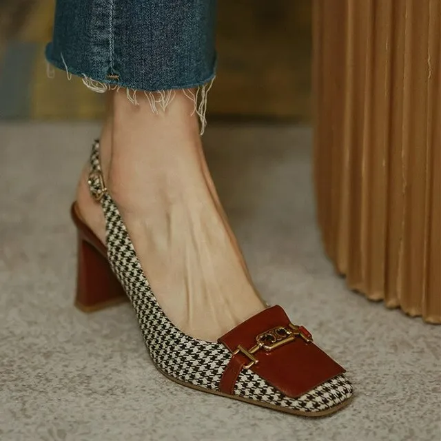 Elegant Summer Style Women Pearl Design Square Toe Pumps Shoes