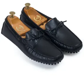 Gommino Leather Bow Loafers (Black)
