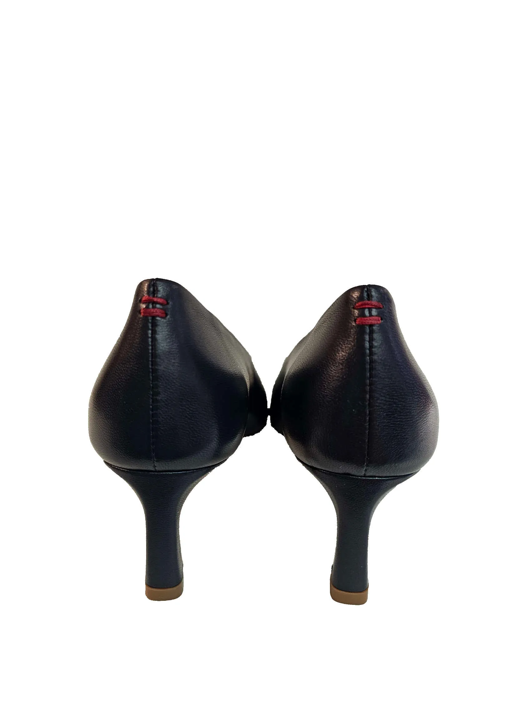 Halmanera, dunkelblauer Pumps mit V-Neck-Ausschnitt