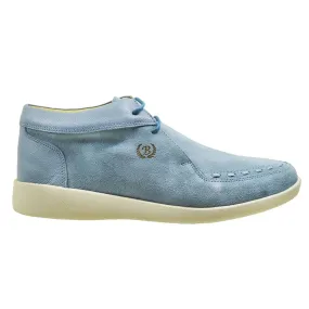 Johnny Famous Bally Style Soho Men's Powder Blue Leather and Suede High Tops