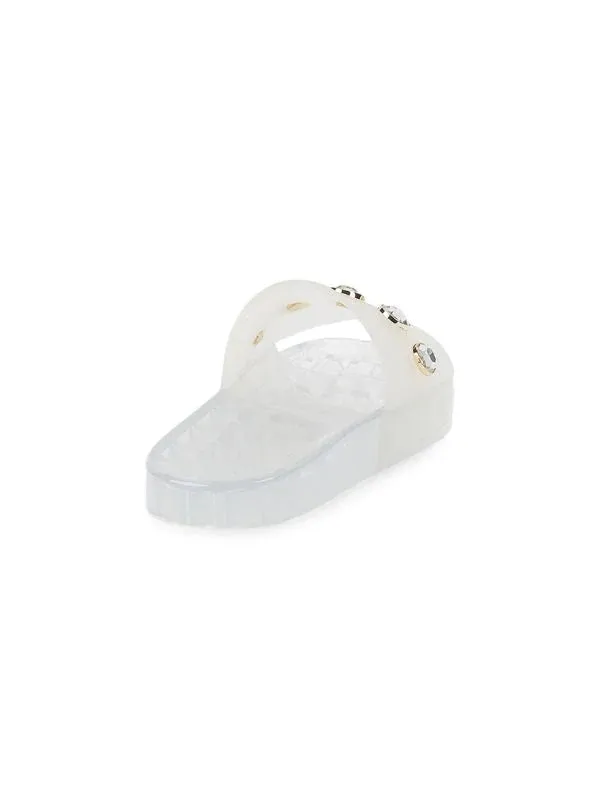Karl Lagerfeld Paris Taja Jewel-Embellished Pool Slides - Clear