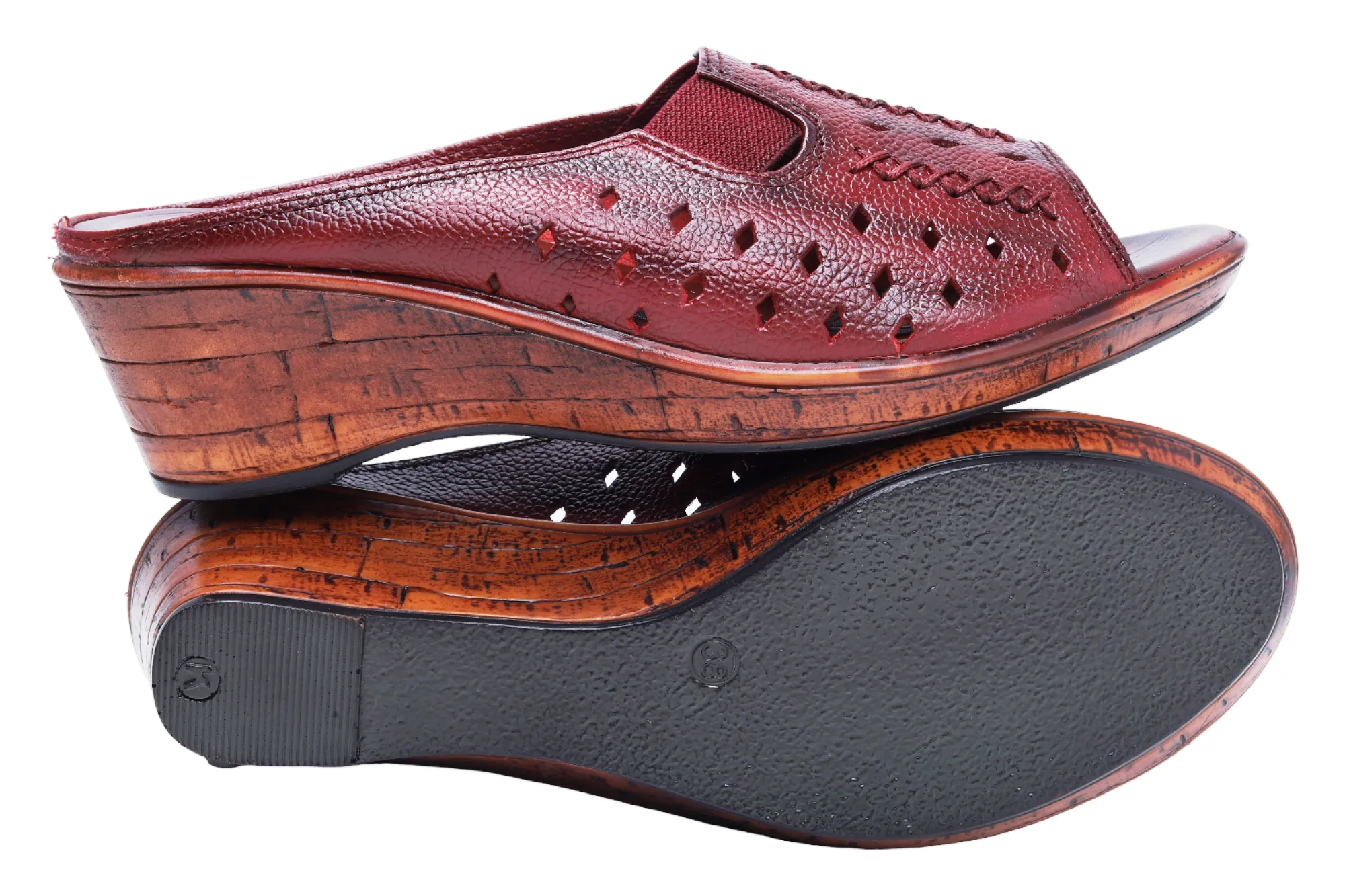 Ladies Leather Heel Mules Cut 999515