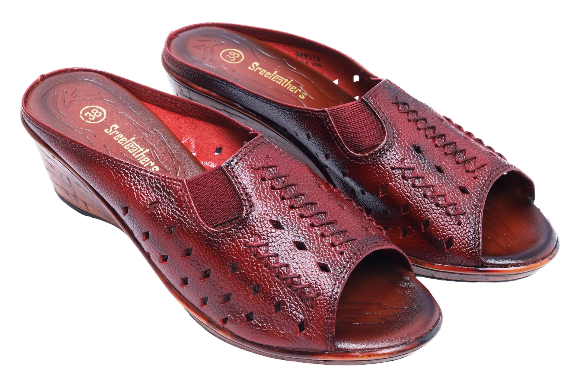 Ladies Leather Heel Mules Cut 999515