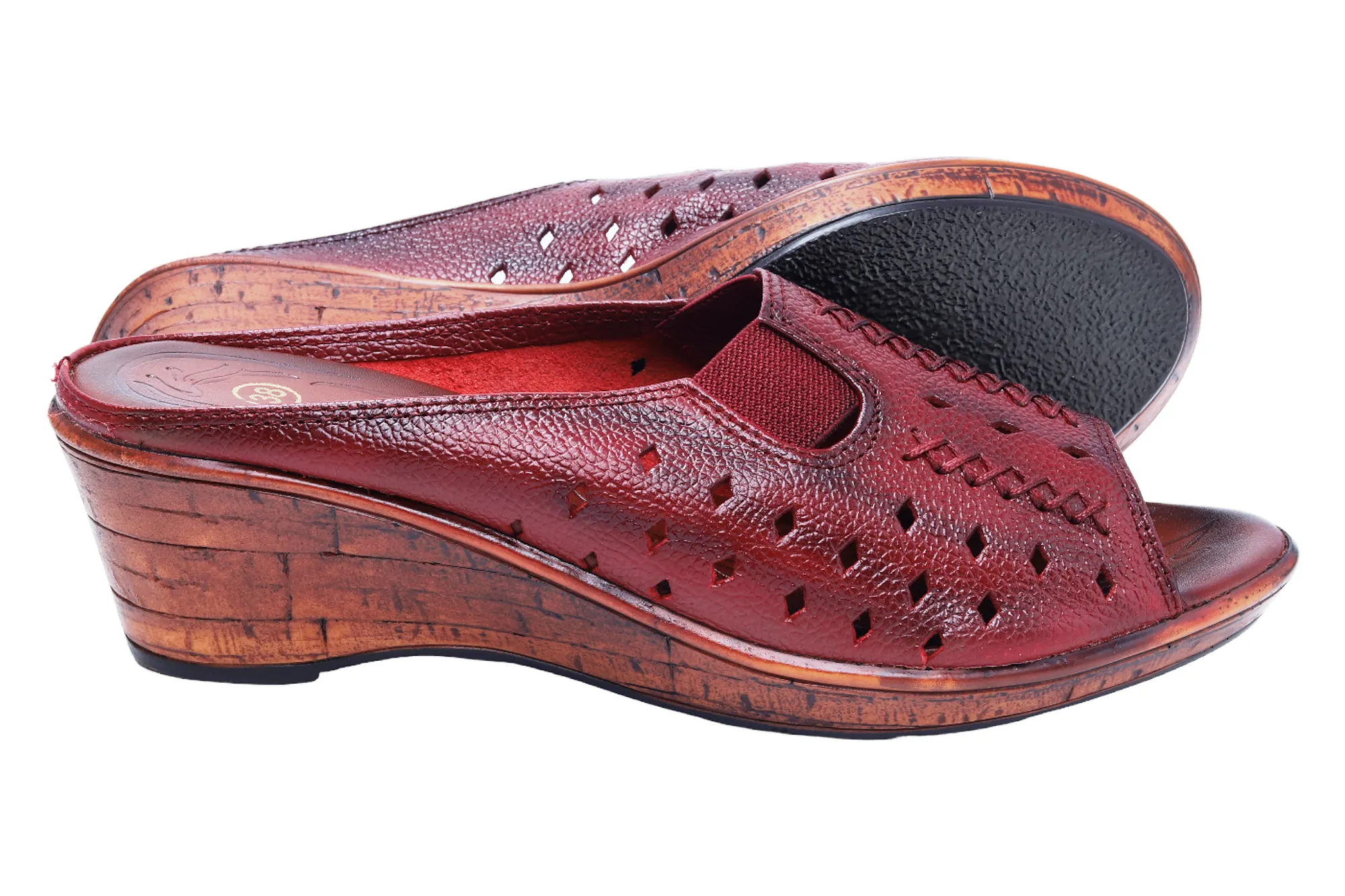 Ladies Leather Heel Mules Cut 999515