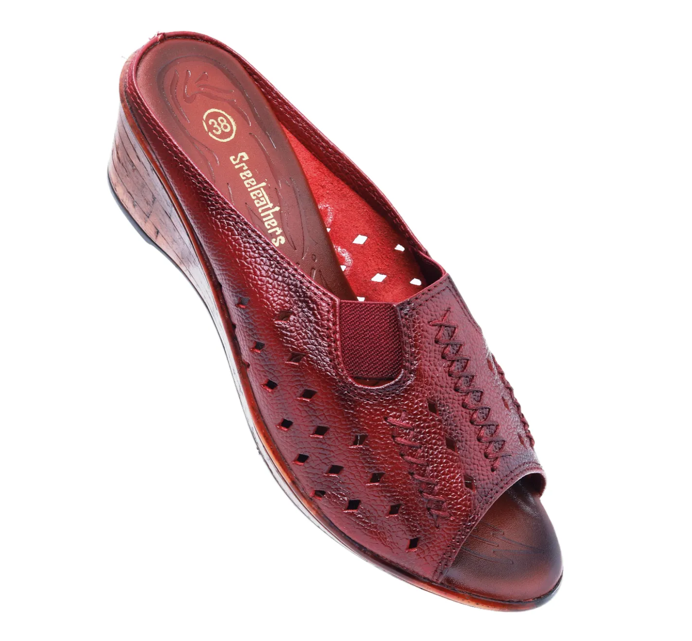 Ladies Leather Heel Mules Cut 999515