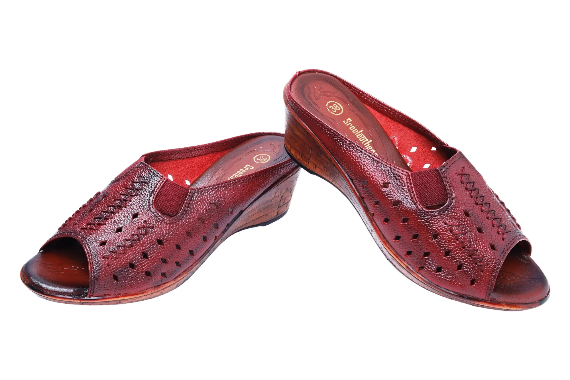 Ladies Leather Heel Mules Cut 999515